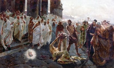 Skizze der Enthauptung des Heiligen Paulus von Enrique Simonet